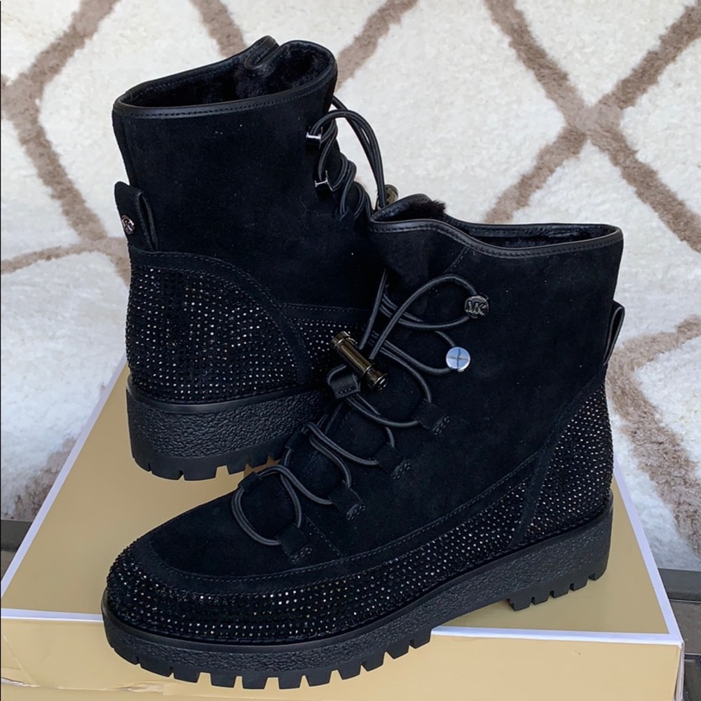 MICHAEL KORS MARLEY BOOTIE SUEDE BLACK - Picture 1 of 16